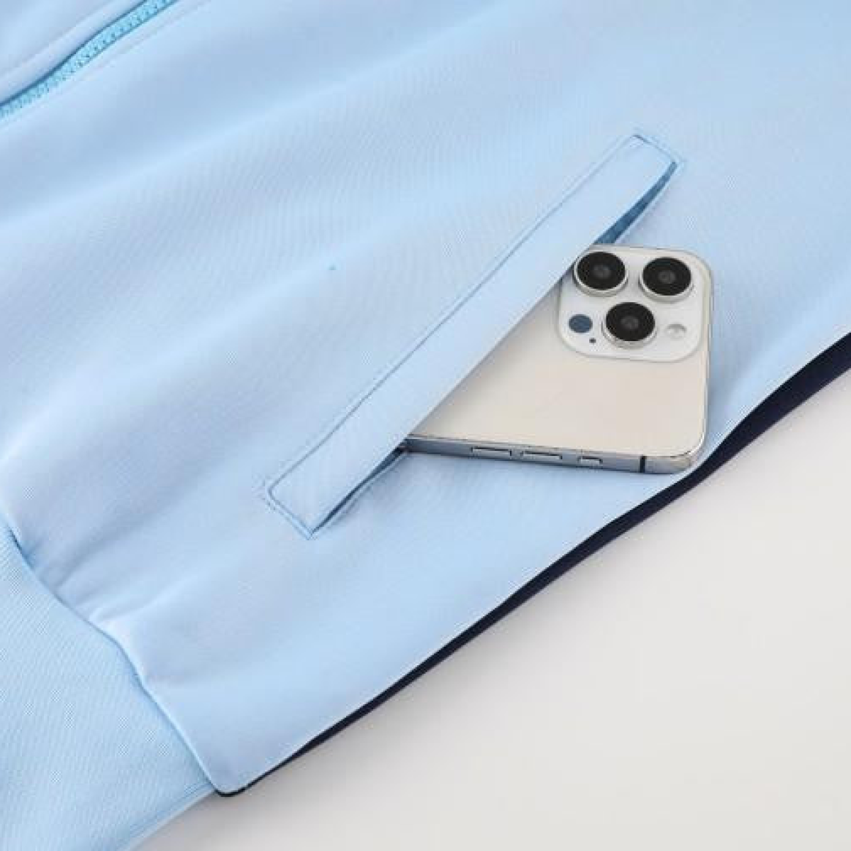 2024 France Light Blue Full Zipper Jacket +Long Pants
