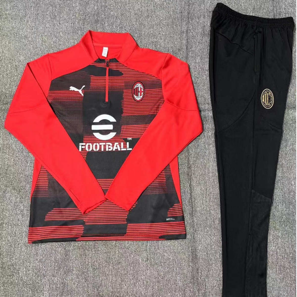 24/25 Kids AC Milan Red Half Zipper Jacket+Long Pants