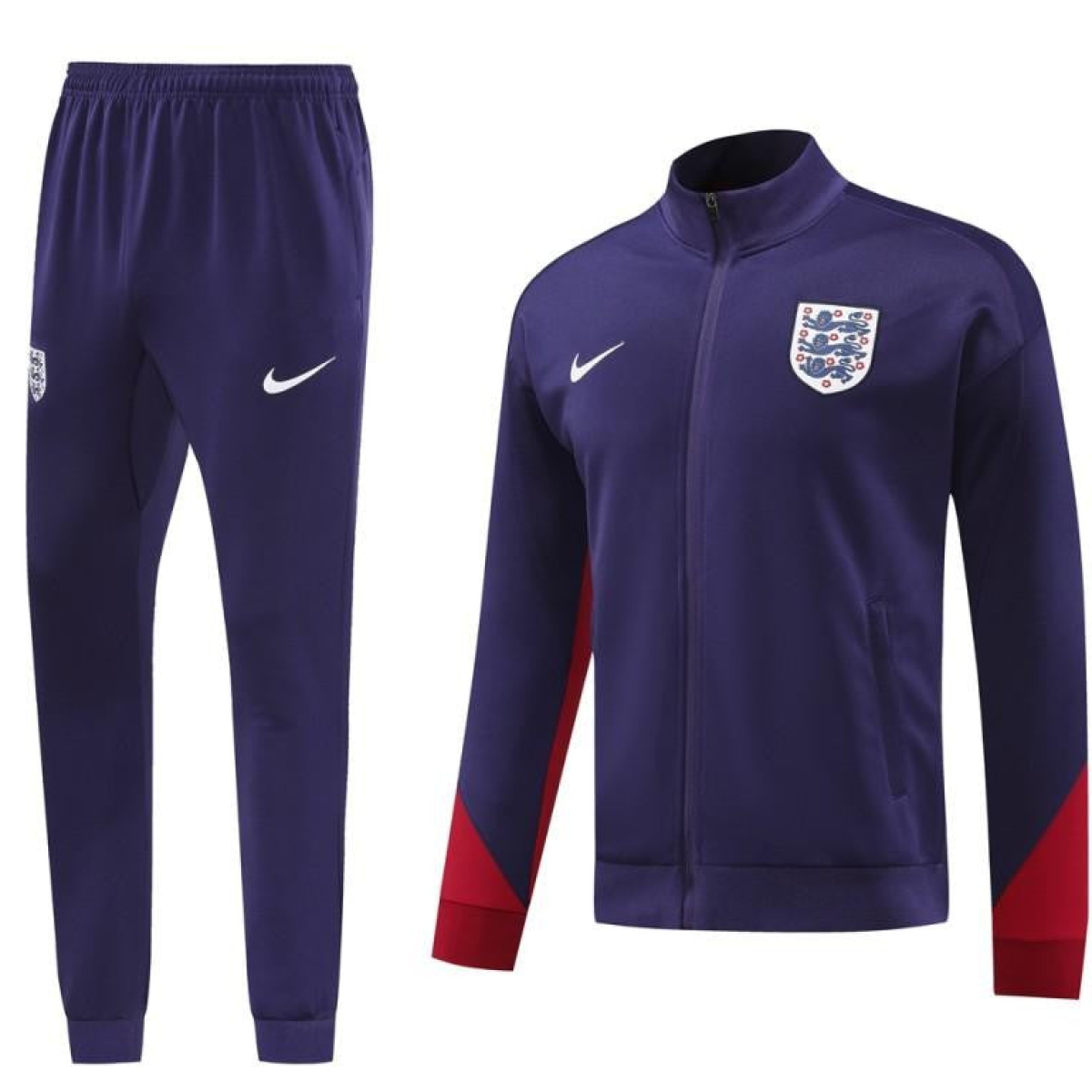 2024 England Navy Full Zipper Jacket +Long Pants