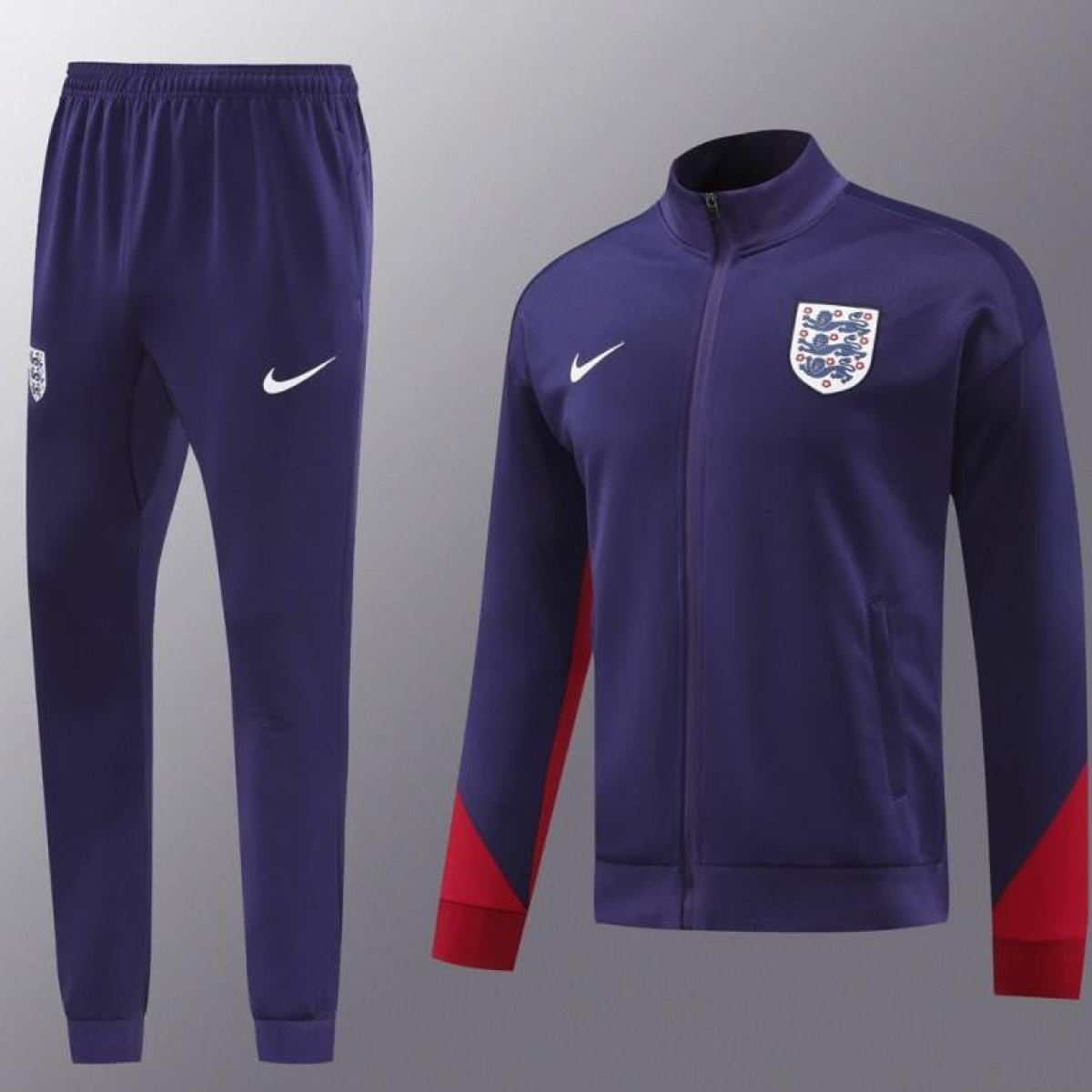2024 England Navy Full Zipper Jacket +Long Pants