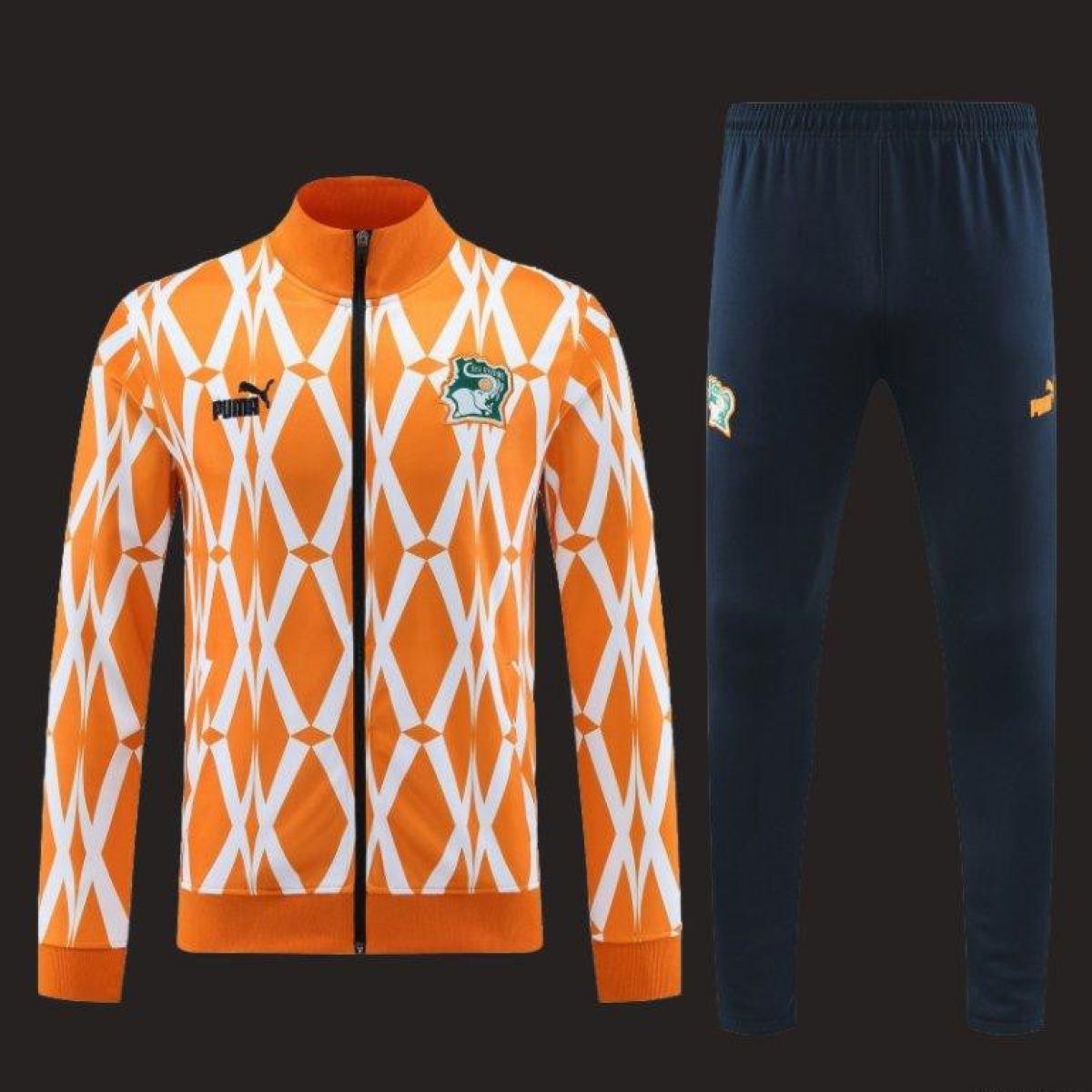 2024 Ivory Coast Orange Full Zipper Hoodie Jacket+Pants