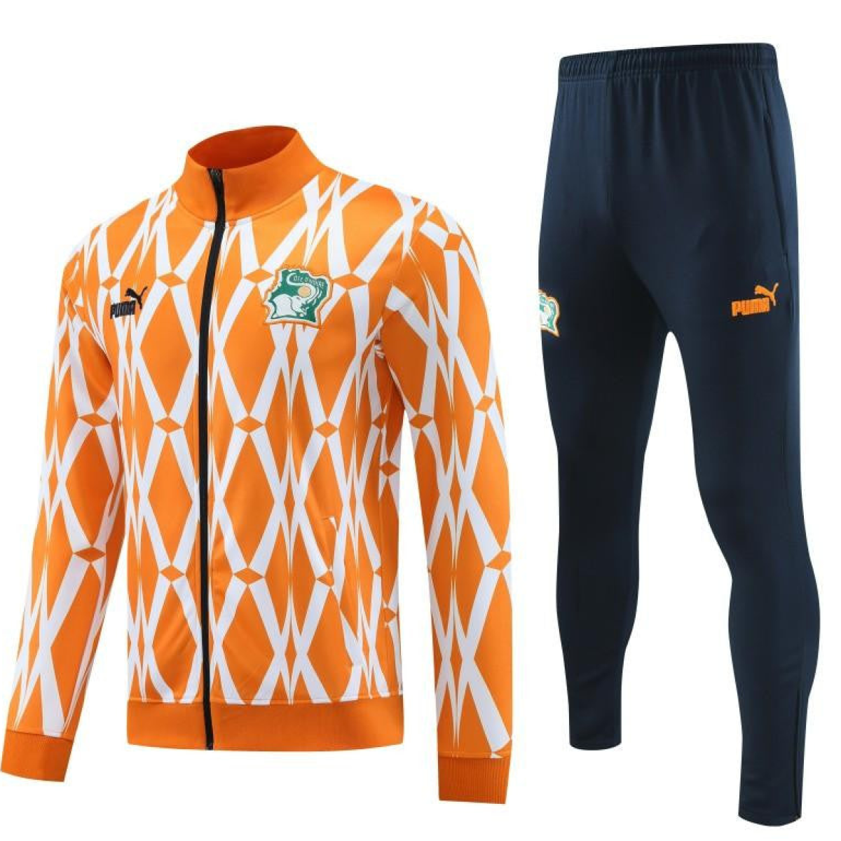 2024 Ivory Coast Orange Full Zipper Hoodie Jacket+Pants
