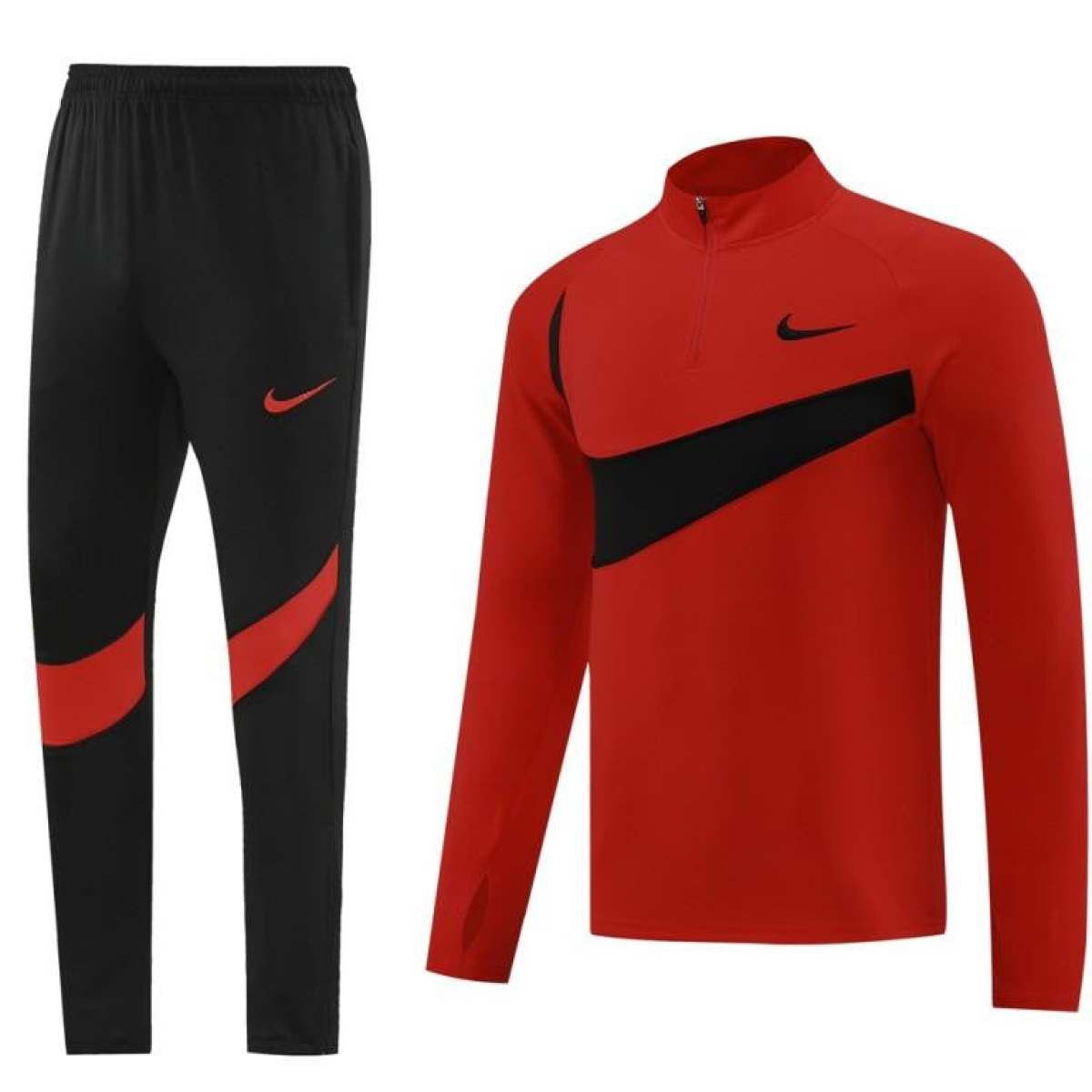 2024 Nike Red/Black Half Zipper Jacket+Pants