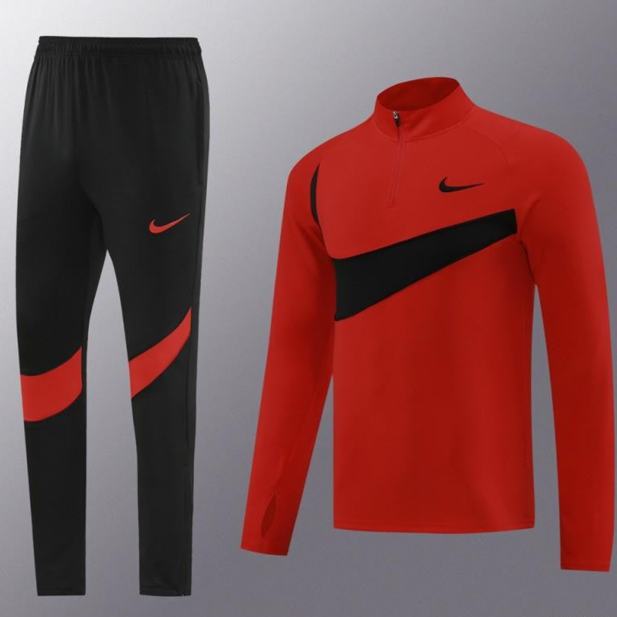 2024 Nike Red/Black Half Zipper Jacket+Pants