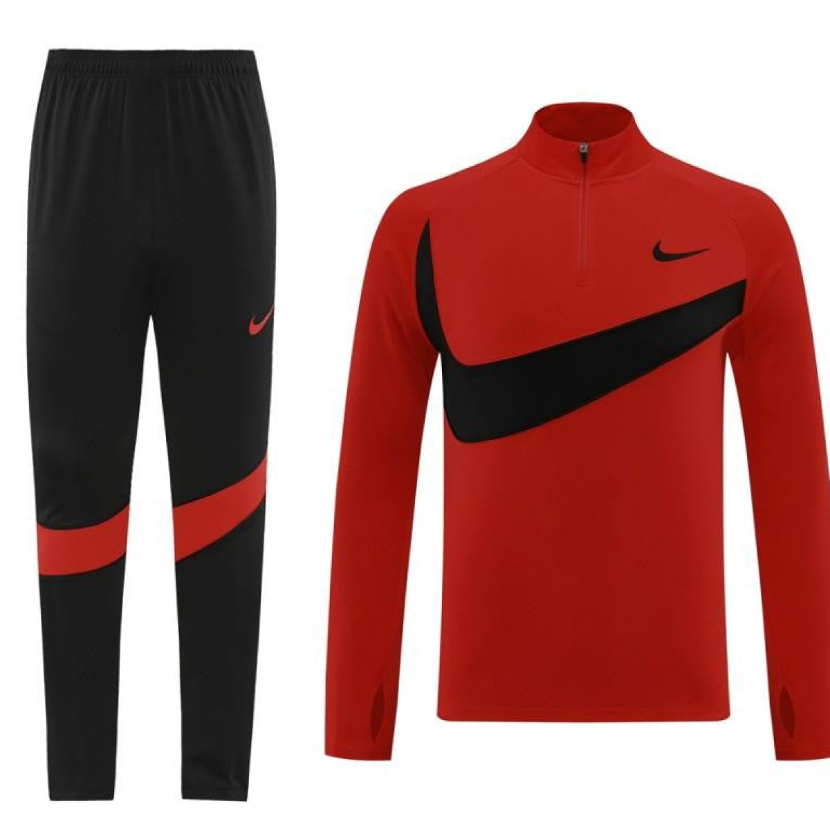 2024 Nike Red/Black Half Zipper Jacket+Pants