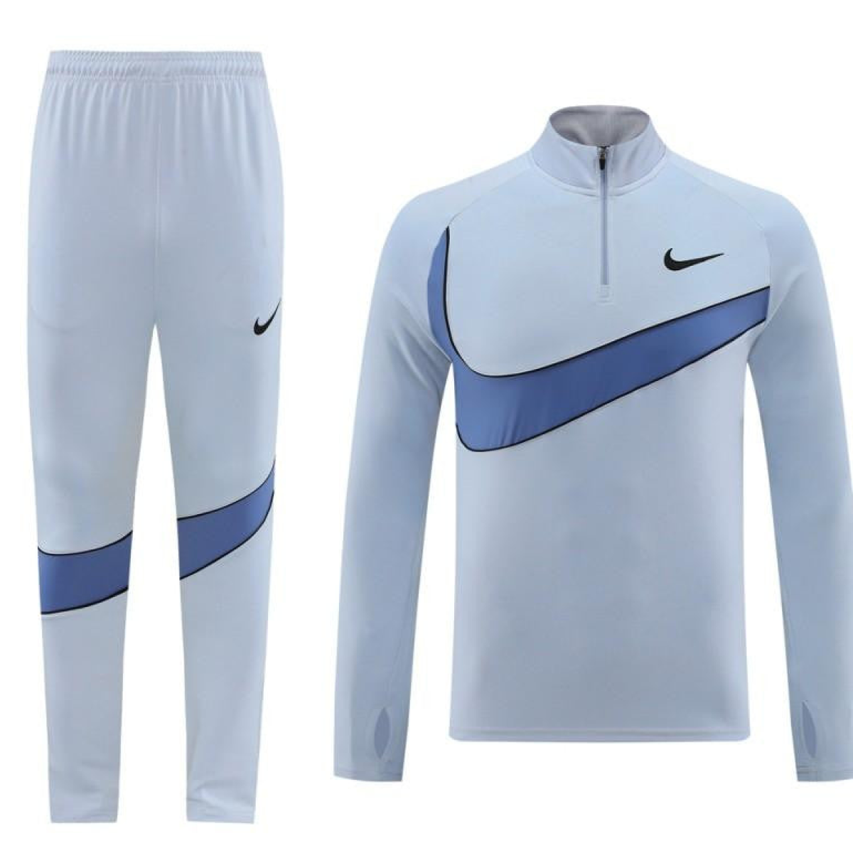 2024 Nike Light Blue Half Zipper Jacket+Pants