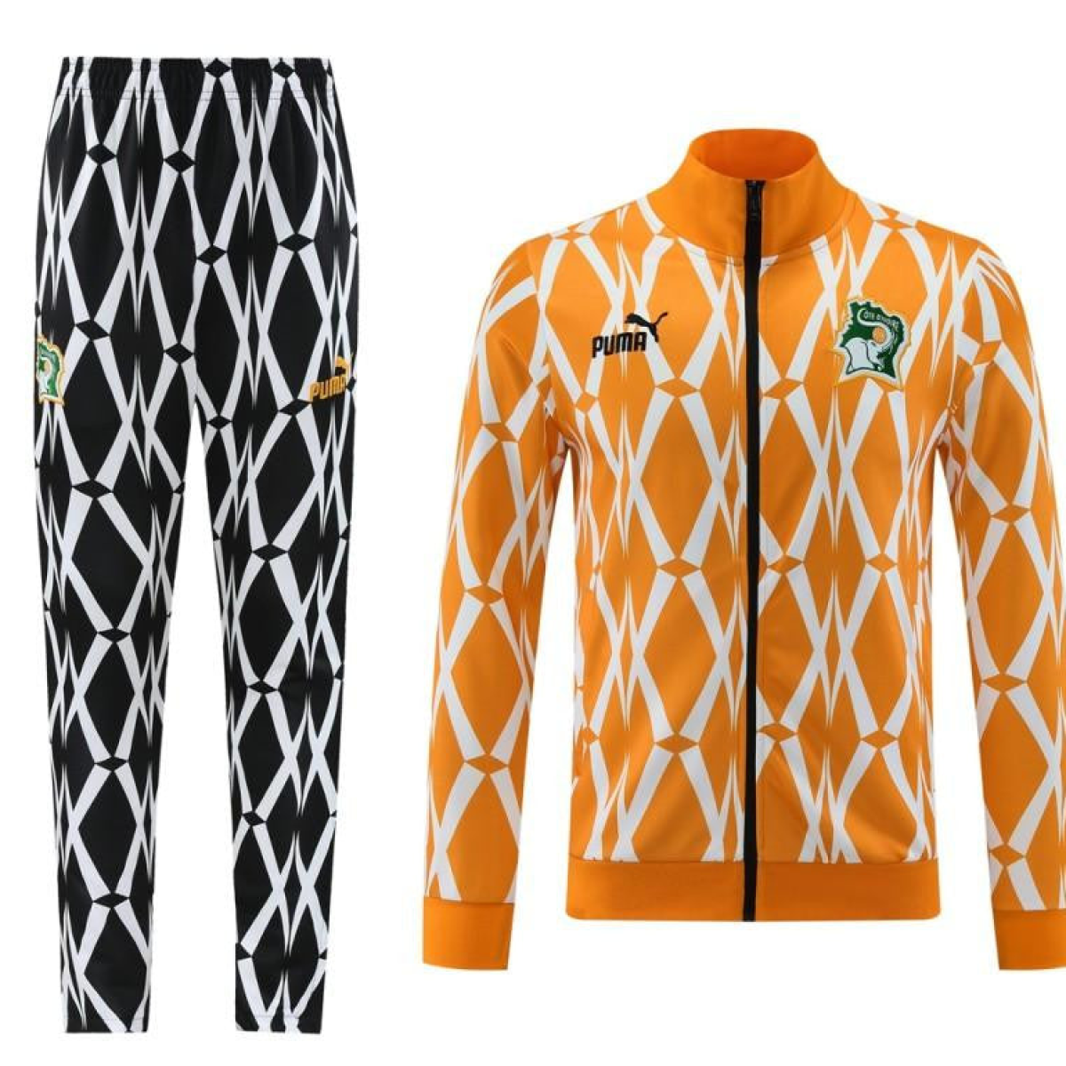 2024 Ivory Coast Orange Full Zipper Jacket+Pants