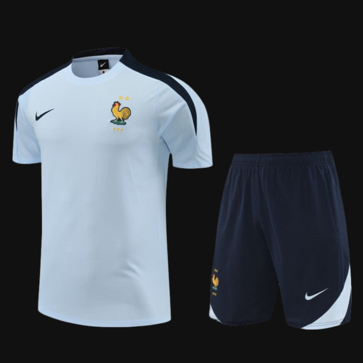 2024 France Light Blue Cotton Short Sleeve Jersey+Shorts
