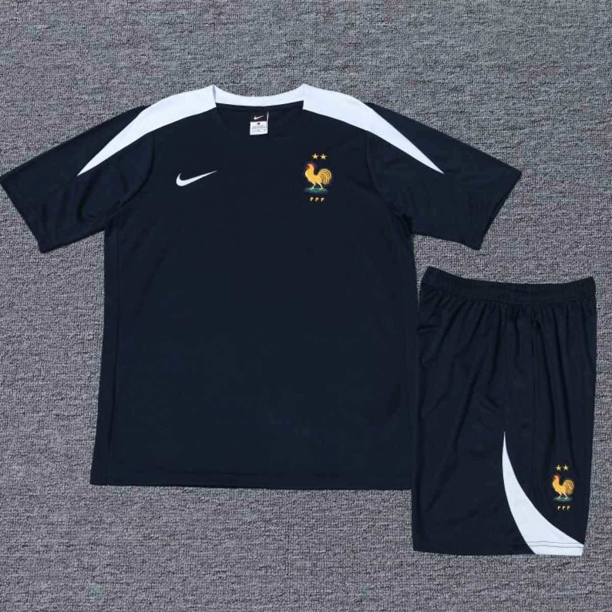 2024 France Cotton Navy Short Sleeve Jersey+Shorts