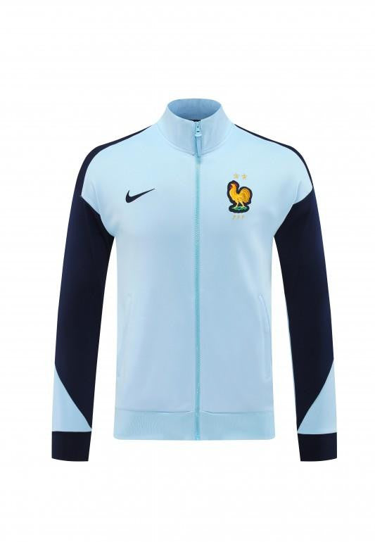 2024 France Light Blue Full Zipper Jacket +Long Pants