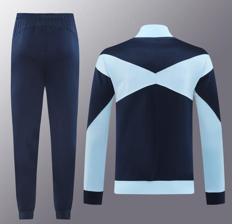2024 France Light Blue Full Zipper Jacket +Long Pants