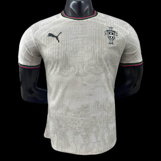 Player Version 2025 Portugal Away White with Subtle Pattern Jersey