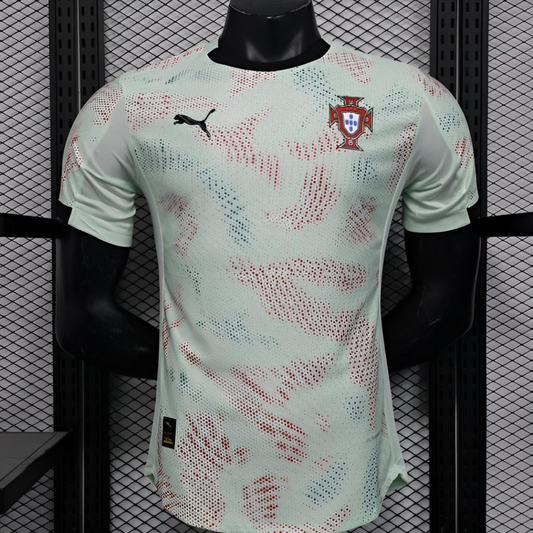 Player Version 2025 Portugal Away Mint Green Jersey with Graphic Pattern