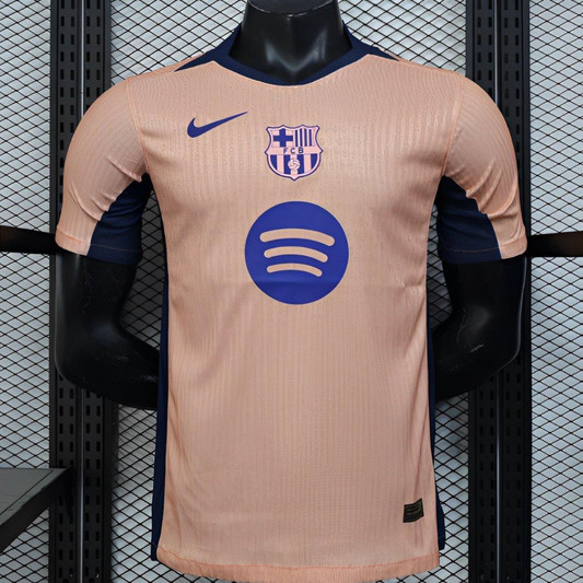 Player Version 25/26 FC Barcelona Pink 125Th Anniversary Jersey with Spotify Sponsor and Navy Blue Accents