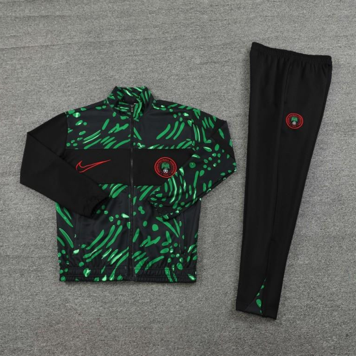 2024 Nigeria Black/Green Full Zipper Jacket +Long Pants
