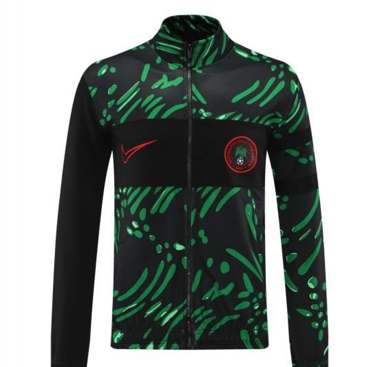 2024 Nigeria Black/Green Full Zipper Jacket +Long Pants