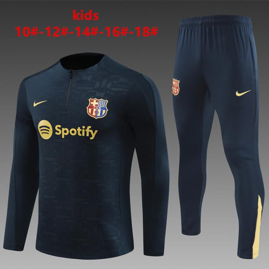 24/25 Kids Barcelona Blue Special Half Zipper Jacket+Long Pants