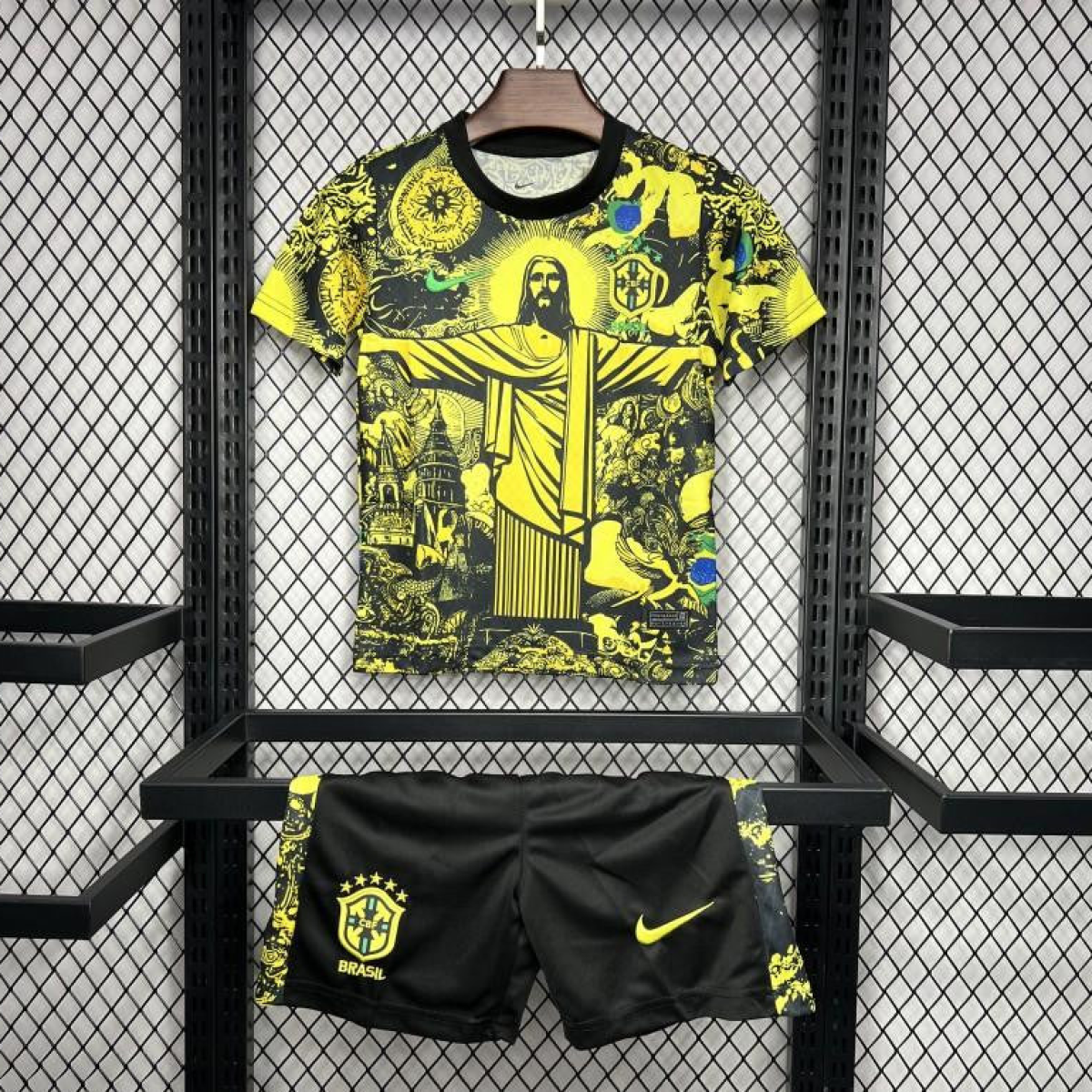 2024 Kids Brazil Christ The Redeemer Yellow Special Jersey