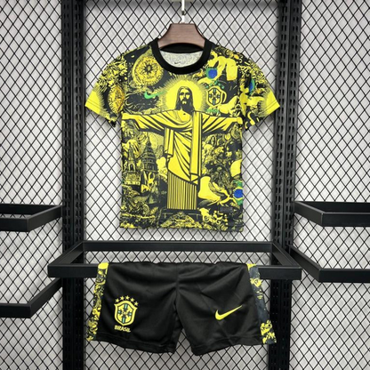 2024 Kids Brazil Christ The Redeemer Yellow Special Jersey
