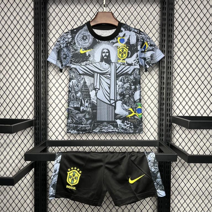 2024 Kids Brazil Christ The Redeemer Grey Special Jersey