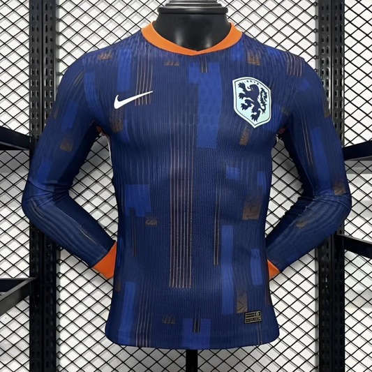Player Version 2024 Netherlands Away Long Sleeve Jersey