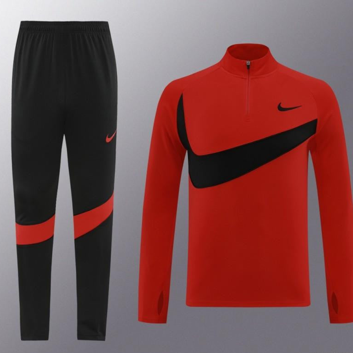 2024 Nike Red/Black Half Zipper Jacket+Pants
