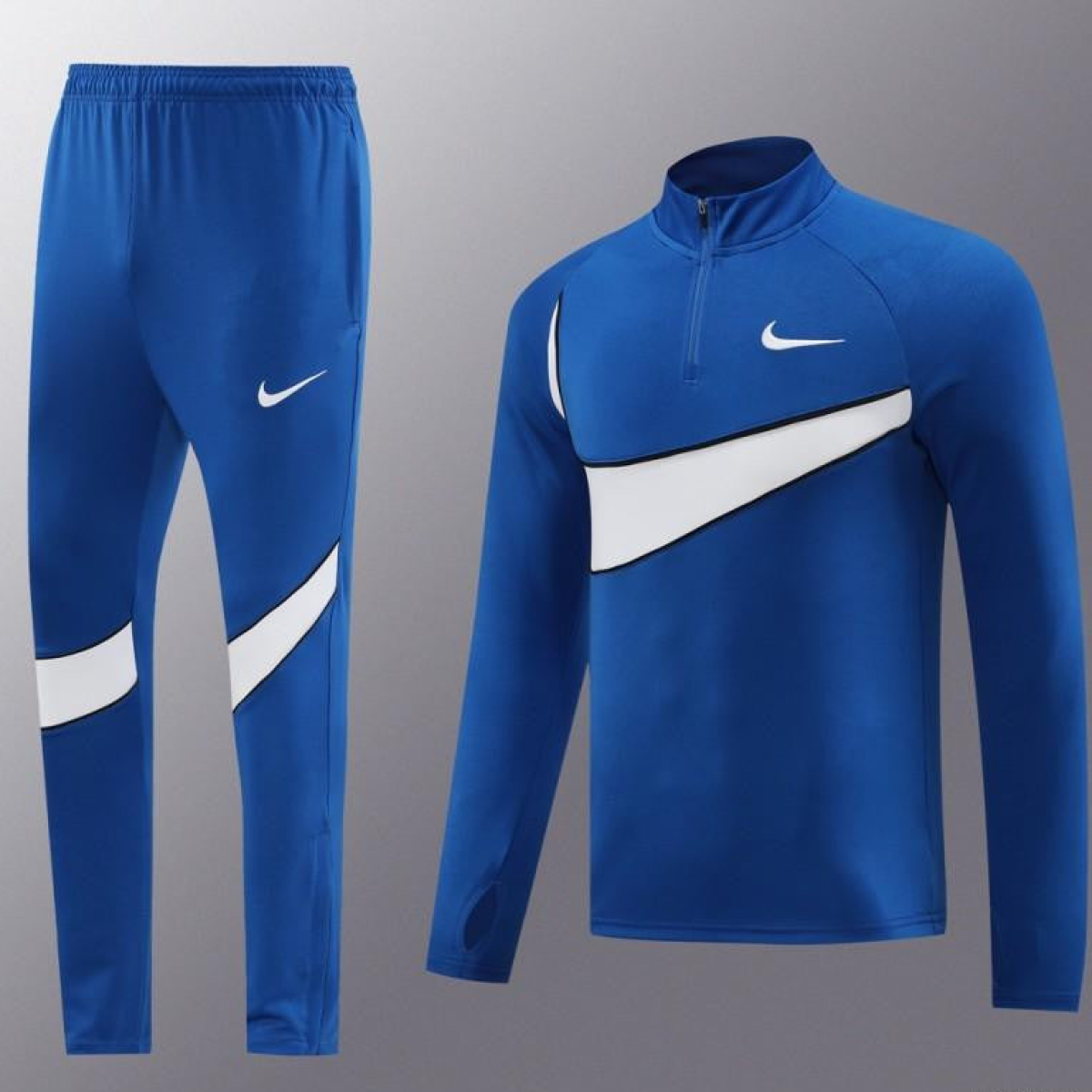 2024 Nike Blue/White Half Zipper Jacket+Pants