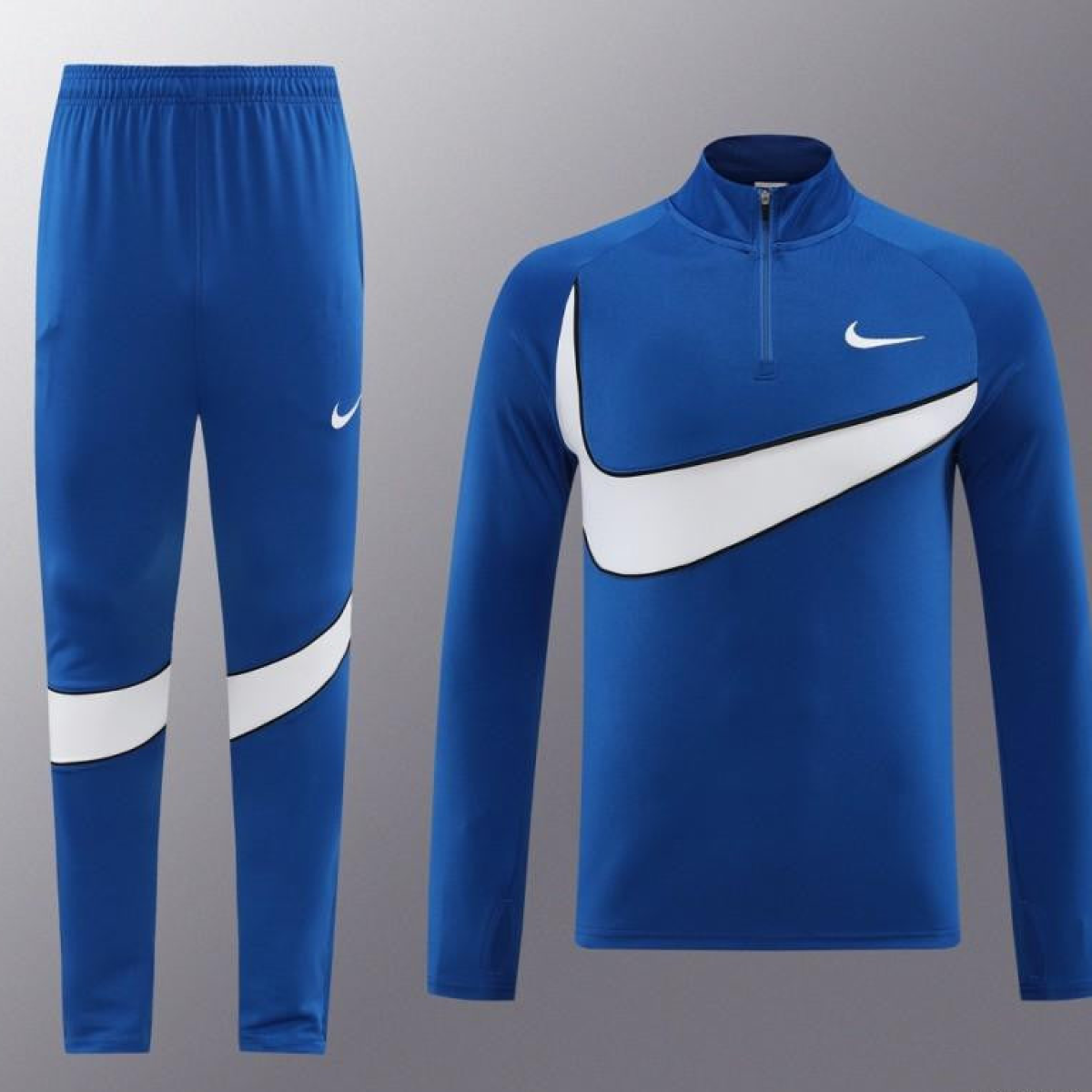 2024 Nike Blue/White Half Zipper Jacket+Pants