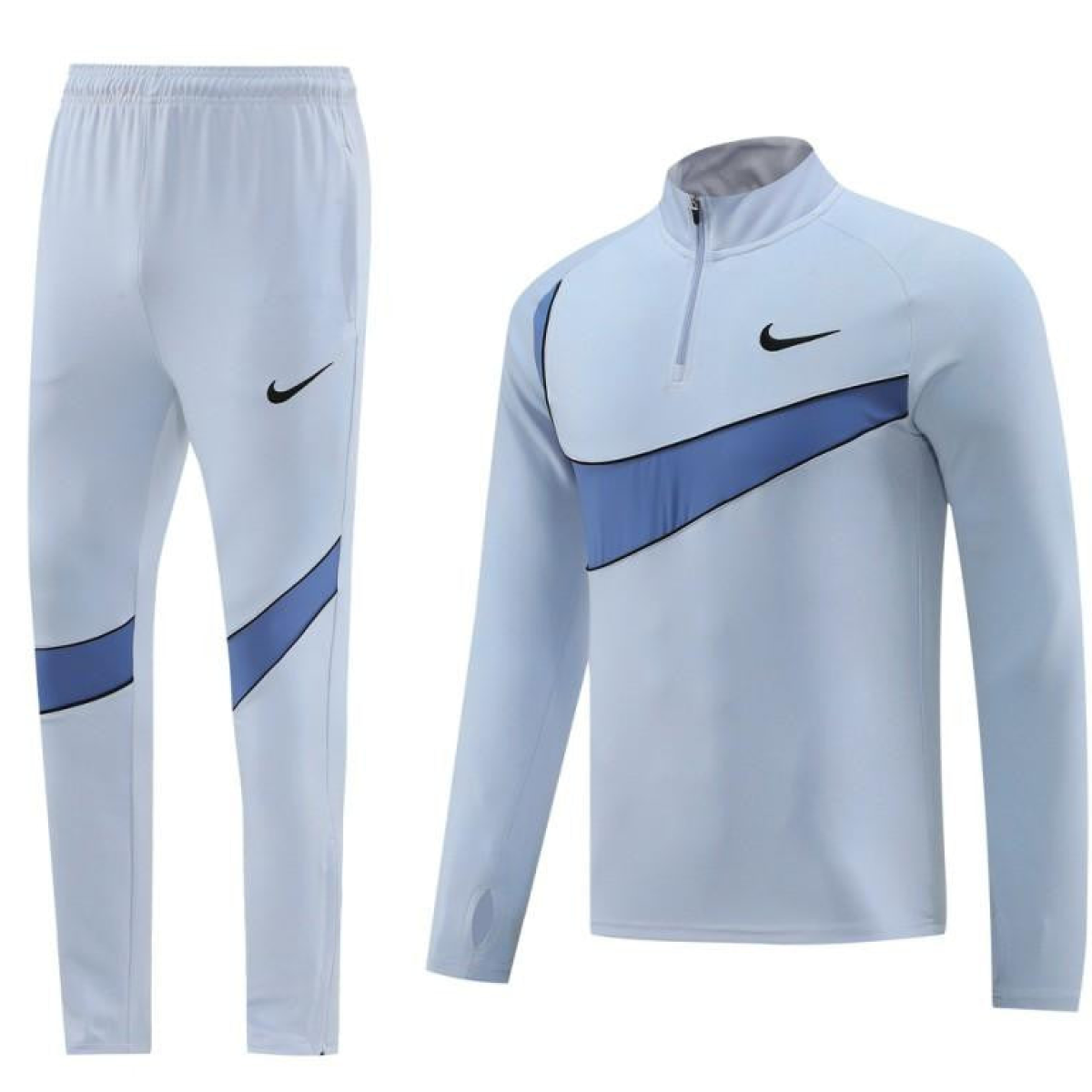 2024 Nike Light Blue Half Zipper Jacket+Pants