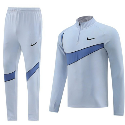2024 Nike Light Blue Half Zipper Jacket+Pants