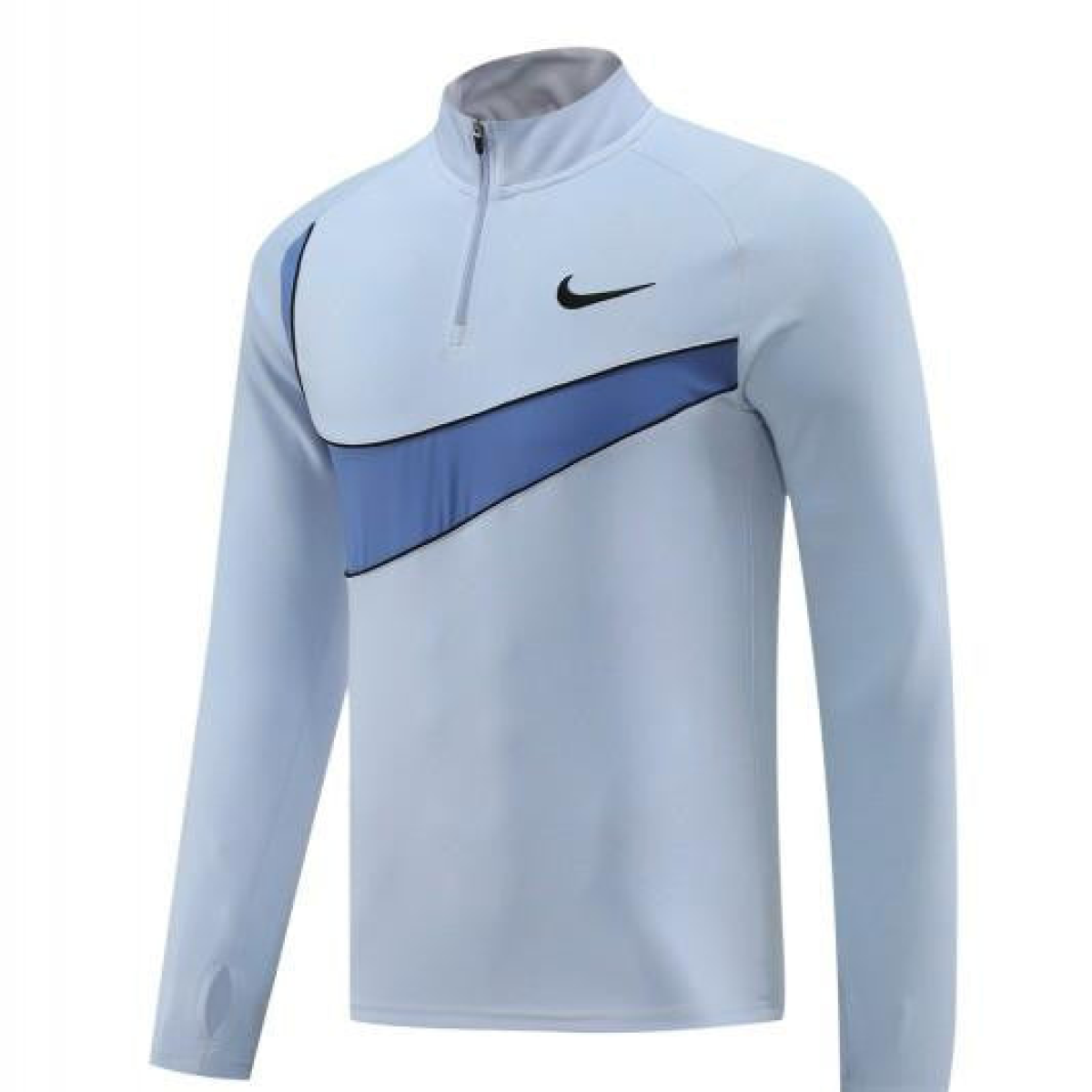 2024 Nike Light Blue Half Zipper Jacket+Pants