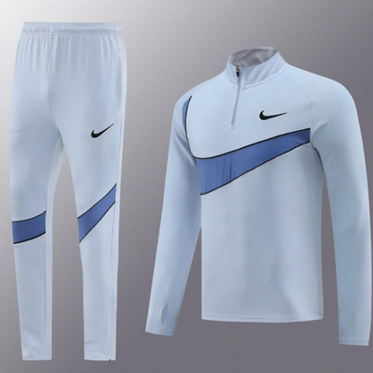 2024 Nike Light Blue Half Zipper Jacket+Pants