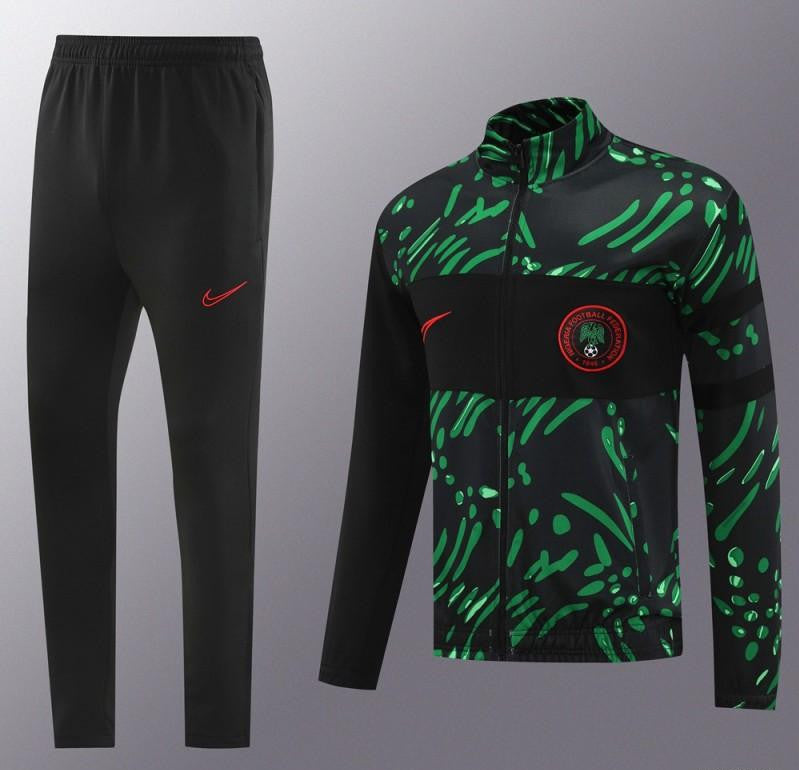 2024 Nigeria Black/Green Full Zipper Jacket +Long Pants