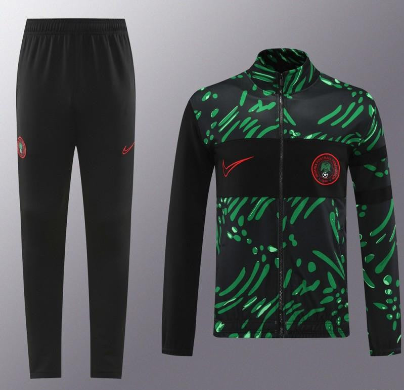 2024 Nigeria Black/Green Full Zipper Jacket +Long Pants