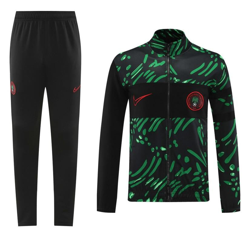2024 Nigeria Black/Green Full Zipper Jacket +Long Pants